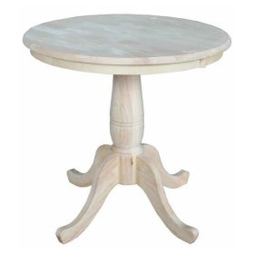 Round 30-inch Unfinished Solid Wood Dining Table w