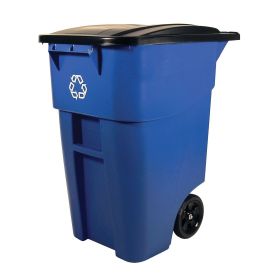 50 Gallon Blue Commercial Heavy-Duty Rollout Recyc