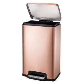 13 Gallon SS Trash Can w/Step Lid in Copper Rose Gold