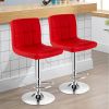 Set of 2 Modern Barstools w/Comfortable Red PU Leather Seats