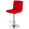 Set of 2 Modern Barstools w/Comfortable Red PU Leather Seats