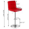 Set of 2 Modern Barstools w/Comfortable Red PU Leather Seats
