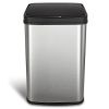 Silver/Black 13-Gallon SS Trash Can w/Motion Sensor Lid