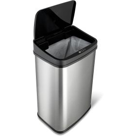 Silver/Black 13-Gallon Stainless Steel Kitchen Tra