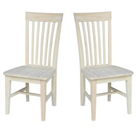 Set of 2 - Mission Style Unfinished Wood Dining Ch
