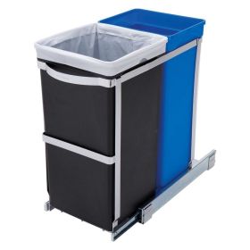 Pull Out Blue Recycle Bin Black Trash Can Slides U