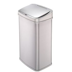 Silver 13-Gallon Stainless Steel Kitchen Trash Can