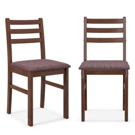 Set of 2 Modern Mid-Century Wood Dining Chairs wit