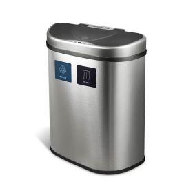 Dual Stainless Steel 18-Gallon Trash Can Recycle B