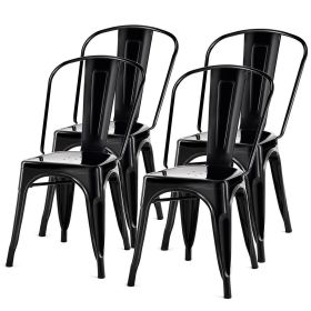 Set of 4 Indoor Outdoor Black Metal Stacking Bistr