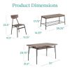 Dining Set w/Brown Wood Top Table 4 Chairs & Storage Bench