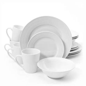 16-Piece White Ceramic Dinnerware Set w/ Bowls Pla