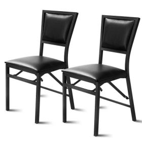 Set of 2 - Modern Black Metal Folding Dining Chair