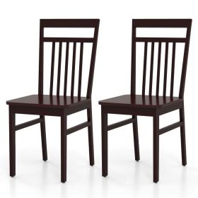 Set of 2- Modern Farmhouse Dark Wood High Back Din