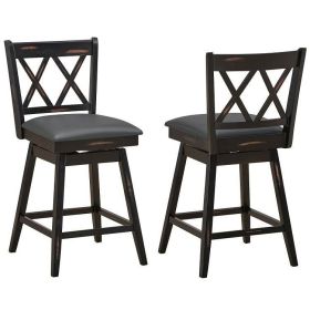Set of 2 Black Wood 24-in Counter Height Farmhouse