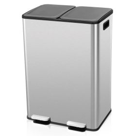 Dual 8-Gallon Step Trash Can Recycle Bin Food Wast