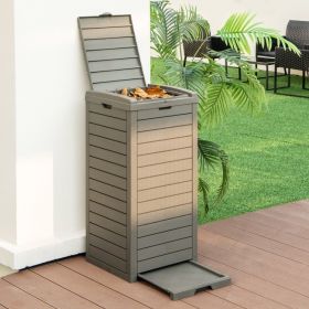 31-Gallon Brown Plastic Outdoor Trash Can w/Bottom Drawer