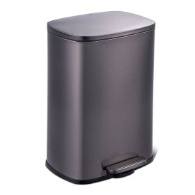 13 Gallon Black Stainless Steel Kitchen Trash Can