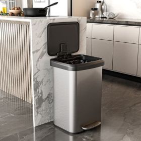 13-Gallon Silver Stainless Steel Step Trash Can wi