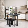 Dining Set Black Faux Marble Table Top & 2 Black Chairs/Stools