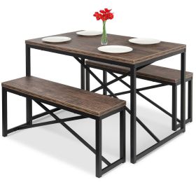 Modern 3-Piece Dining Set with Wood Top Metal Fram
