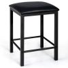 Dining Set Brown Faux Marble Table Top & 2 Black Chairs/Stools