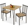 Metal Frame Dining Set w/Wood Top Table and 2 Chairs