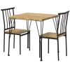 Metal Frame Dining Set w/Wood Top Table and 2 Chairs