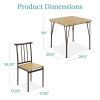 Metal Frame Dining Set w/Wood Top Table and 2 Chairs