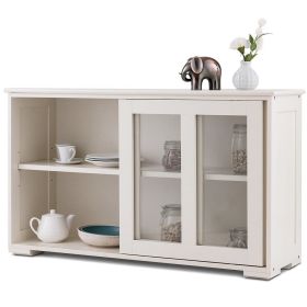 Modern Cream White Wood Buffet Sideboard Cabinet w