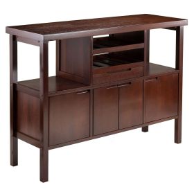 Sideboard Buffet Table Wine Rack in Brown Wood Fin