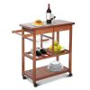 Kitchen Island Cart with Wine Rack and Wooden Cutt