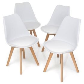 Set of 4 Modern Mid-Century Style White PU Leather