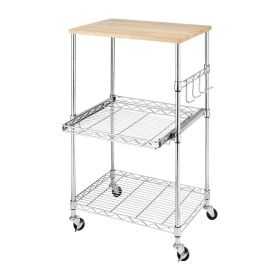 Sturdy Metal Kitchen Microwave Cart with Adjustabl