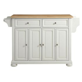 White Kitchen Island Storage Cabinet with Solid Wo