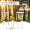 Set of 2 Wood White Armless Dining Chairs