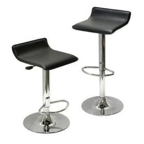 Set of 2 Modern Air-Lift Adjustable Bar Stools wit