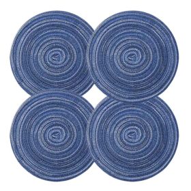 4 Pcs. Blue 7 In. Woven Ramie Round Placemats