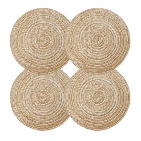 4 Pcs. Gold 7 In. Woven Ramie Placemats Round Linen Placemat