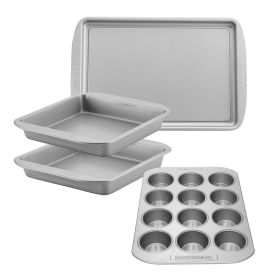 Nonstick Cake, Cookie & Muffin Bakeware Pan 4 Pc. Set Gray