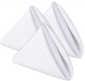 24 Pk. White 17" x 17" 100% Polyester Washable Cloth Table Napkins