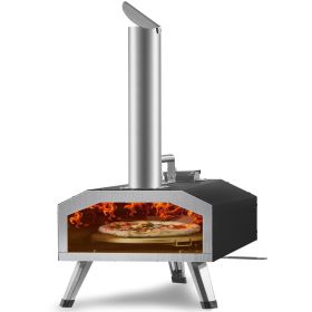 Outdoor Pizza Oven, 12 In. Wood Fired & Gas Pizza Maker w/Rotating Pizza Stone