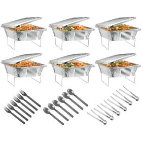 Disposable Chafing Dish Buffet Set w/Covers Utensils Half Size