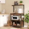 Industrial Kitchen Metal Wood Bakers Rack Microwav
