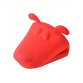 2 pcs Silicone Hippopotamus Oven Mitts (Color: Red)