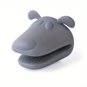 2 pcs Silicone Hippopotamus Oven Mitts (Color: Grey)