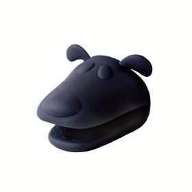 2 pcs Silicone Hippopotamus Oven Mitts (Color: Black)