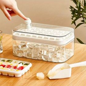 64 Grid Ice Cube Tray w/Lid And Bin (Color: White 64 Grid Ice Tray Mold)