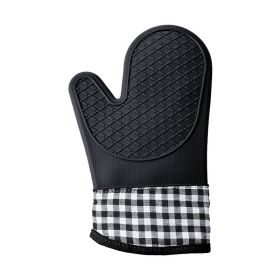 1pcs Silicone Oven Mitt (Color: Black)