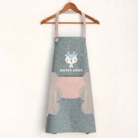 Cute Cartoon Waterproof & Oil-proof Apron (Color: Grey)